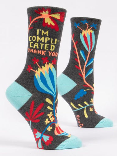 Blue Q | Women's Crew Socks | I'm Complicated Blue Q - Oscar & Libby's