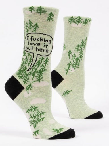 Blue Q | Women's Crew Socks | I Fucking Love it Out Here Blue Q - Oscar & Libby's