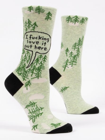 Blue Q | Women's Crew Socks | I Fucking Love it Out Here Blue Q - Oscar & Libby's