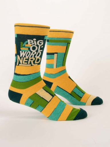 Blue Q | Men's Crew Socks | Big Ol' Word Nerd - Oscar & Libby's