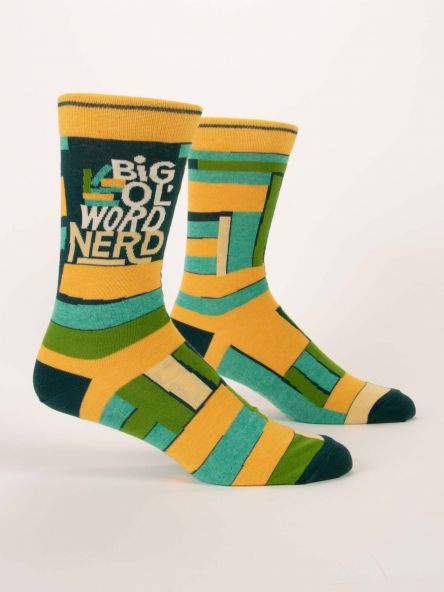 Blue Q | Men's Crew Socks | Big Ol' Word Nerd - Oscar & Libby's