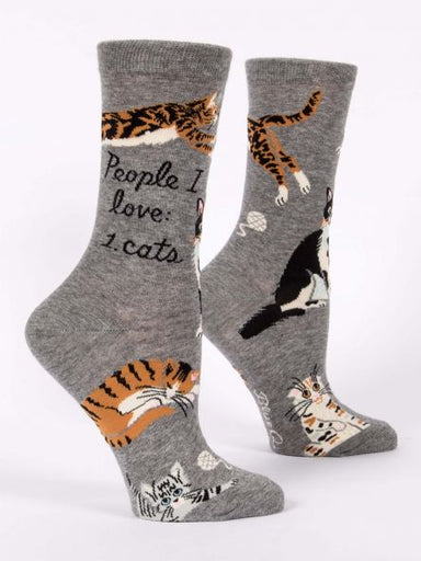 Blue Q | Women's Crew Socks | People I Love: Cats Blue Q - Oscar & Libby's