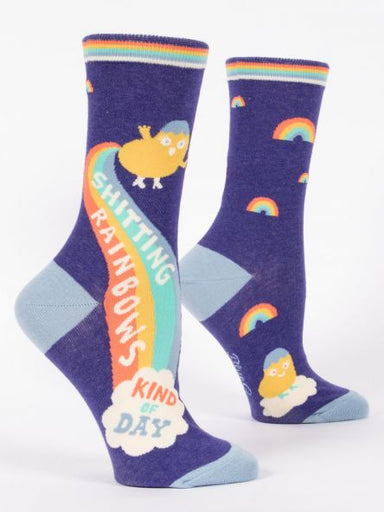 Blue Q | Women's Crew Socks | Shitting Rainbows Kind of Day Blue Q - Oscar & Libby's