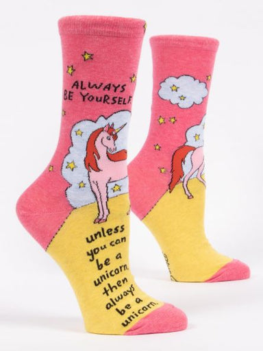 Blue Q | Women's Crew Socks | Always Be Yourself... Unicorn Blue Q - Oscar & Libby's